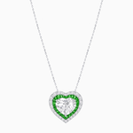 Load image into Gallery viewer, Heart Shape Double Halo Pendant with Diamond and Gemstone | Mounting | Prong Setting |Without Chain - Shahin Jewelry