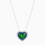 Load image into Gallery viewer, Heart Shape Double Halo Pendant with Diamond and Gemstone | Mounting | Prong Setting |Without Chain (Copy) - Shahin Jewelry