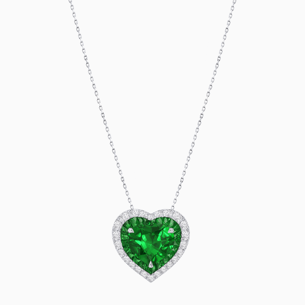 Heart Shape Double Halo Pendant with Diamond and Gemstone | Mounting | Prong Setting |Without Chain (Copy) - Shahin Jewelry