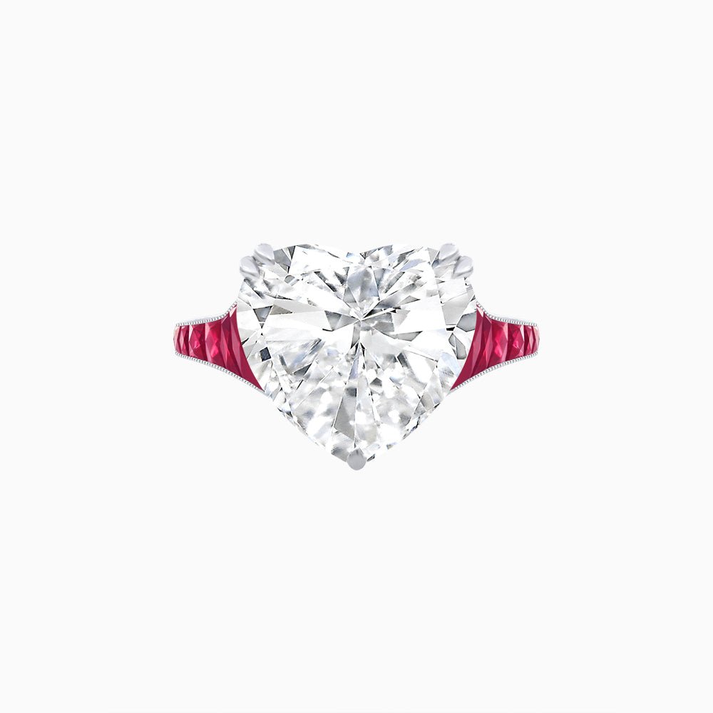 Heart Shape Ring with Diamond Accents - Shahin Jewelry