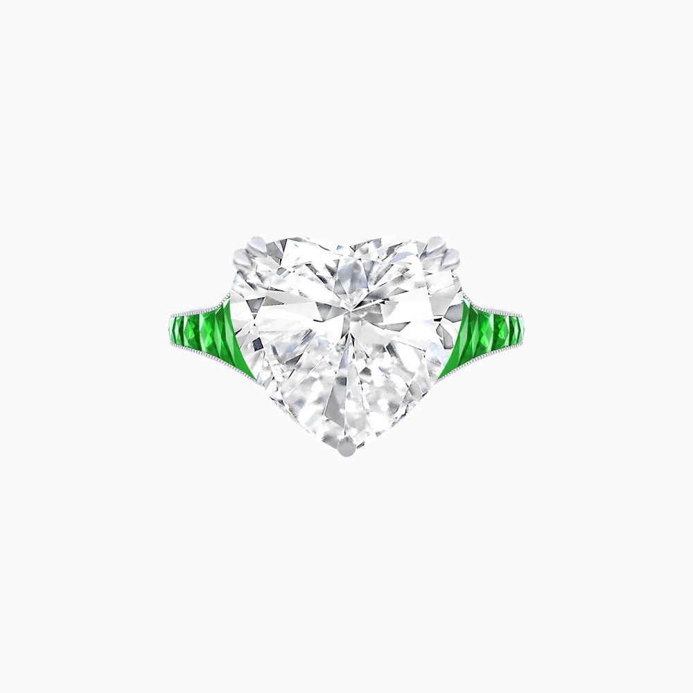 Heart Shape Ring with Diamond Accents - Shahin Jewelry