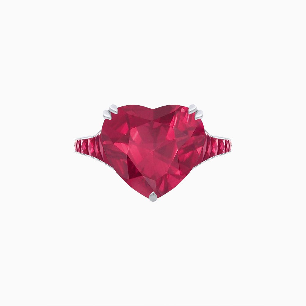 Heart Shape Ring with Diamond Accents - Shahin Jewelry