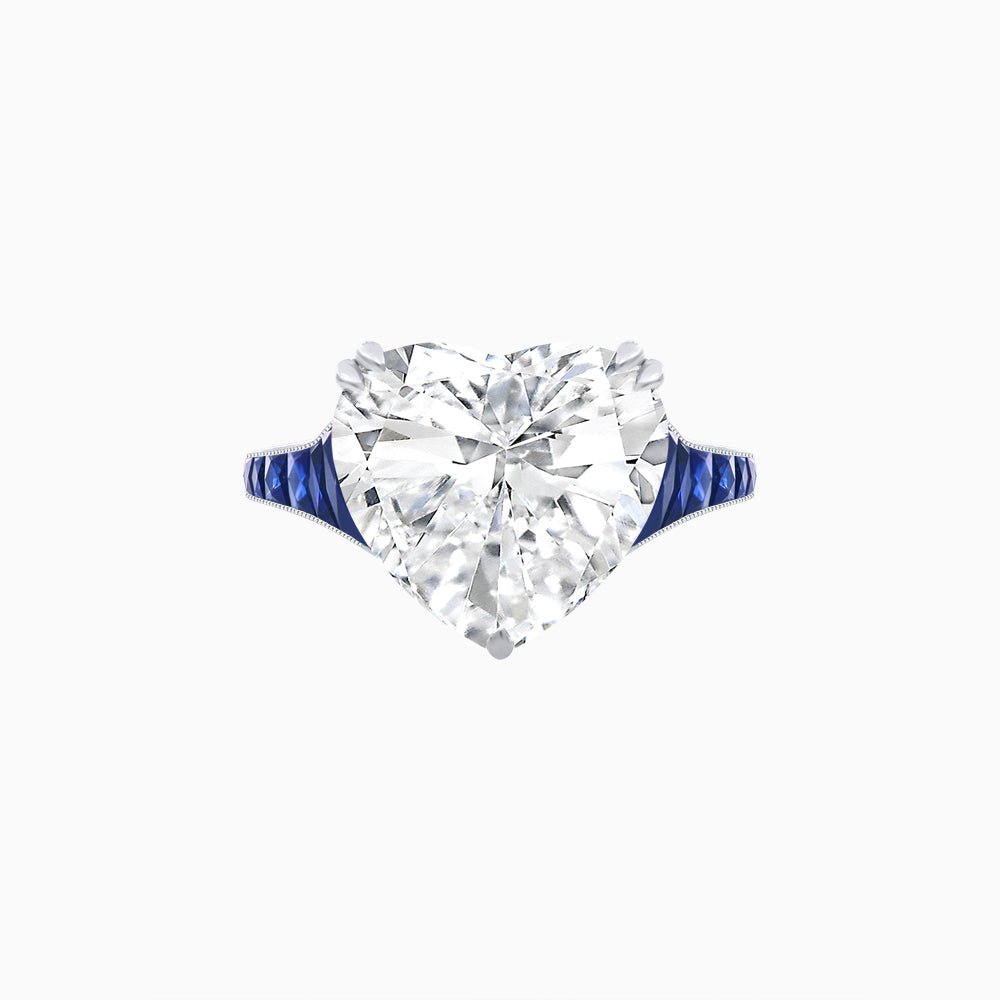 Heart Shape Ring with Diamond Accents - Shahin Jewelry