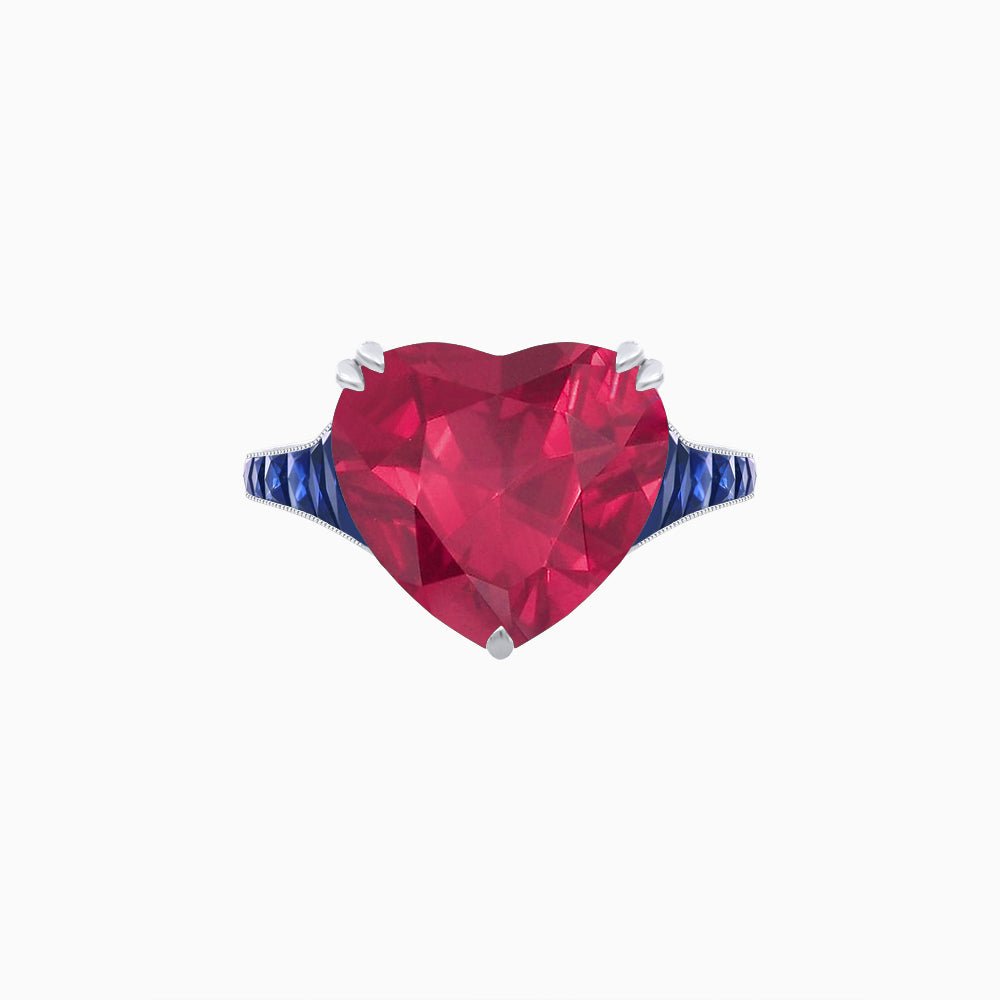 Heart Shape Ring with Diamond Accents - Shahin Jewelry