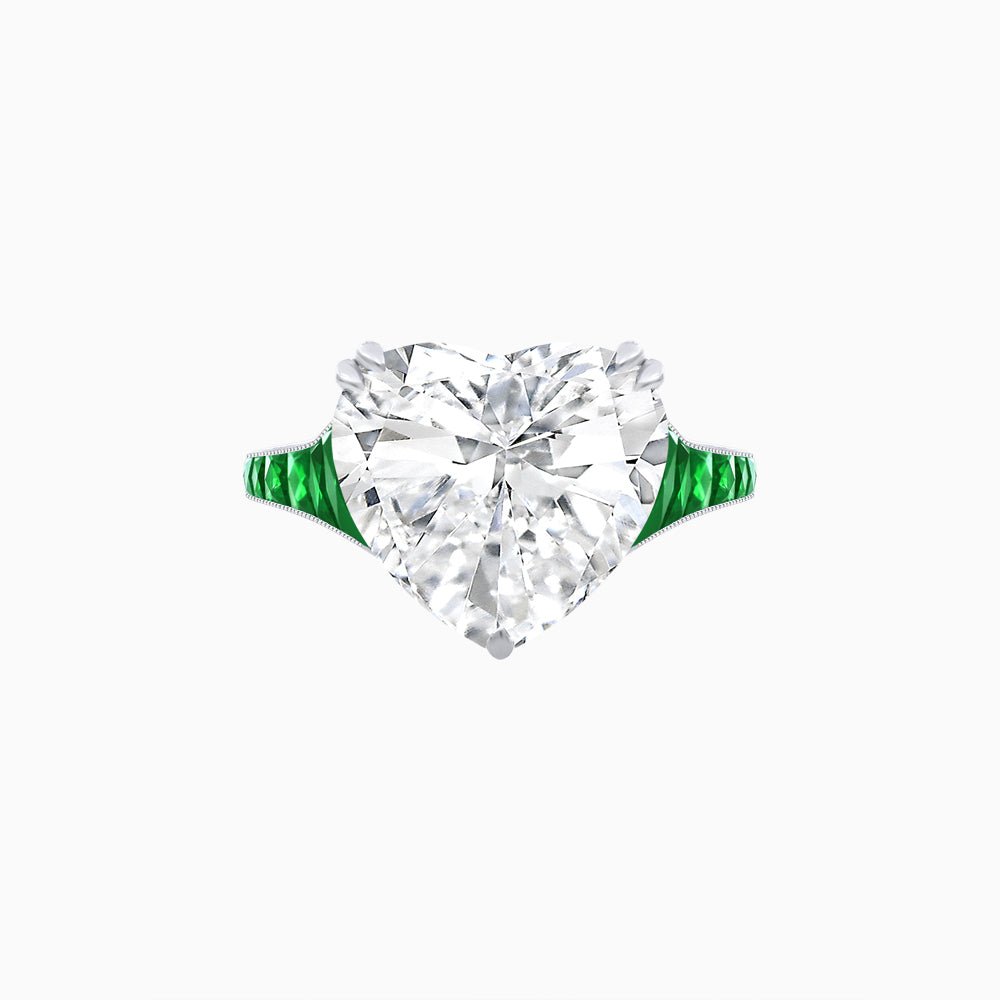 Heart Shape Ring with Diamond Accents - Shahin Jewelry