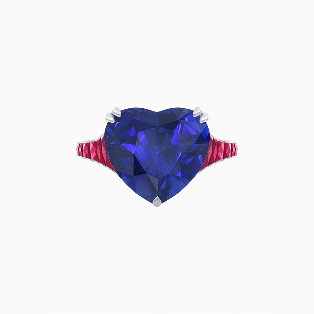 Heart Shape Ring with Diamond Accents - Shahin Jewelry