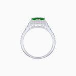 Load image into Gallery viewer, Heart Shape Ring with Diamond Halo and French-Cut Gemstone Shoulder Accents - Shahin Jewelry