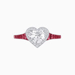 Load image into Gallery viewer, Heart Shape Ring with Diamond Halo and French-Cut Gemstone Shoulder Accents - Shahin Jewelry
