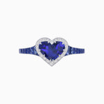 Load image into Gallery viewer, Heart Shape Ring with Diamond Halo and French-Cut Gemstone Shoulder Accents - Shahin Jewelry