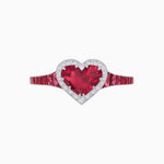 Load image into Gallery viewer, Heart Shape Ring with Diamond Halo and French-Cut Gemstone Shoulder Accents - Shahin Jewelry