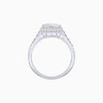 Load image into Gallery viewer, Heart Shape Ring with Diamond Halo and French-Cut Gemstone Shoulder Accents - Shahin Jewelry