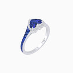 Load image into Gallery viewer, Heart Shape Ring with Diamond Halo and French-Cut Gemstone Shoulder Accents - Shahin Jewelry