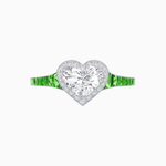 Load image into Gallery viewer, Heart Shape Ring with Diamond Halo and French-Cut Gemstone Shoulder Accents - Shahin Jewelry