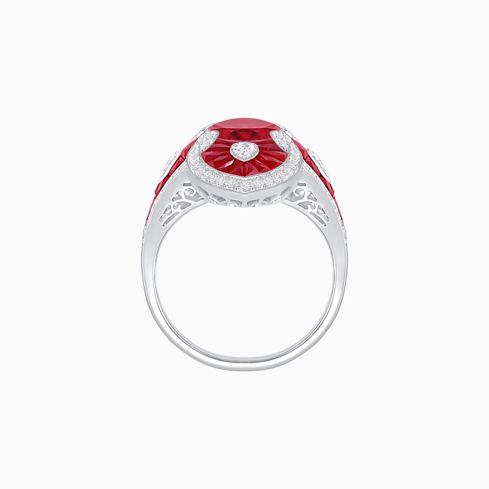 intage - Inspired Statement Mounting Ring with Diamond & Gemstone Accents - Shahin Jewelry