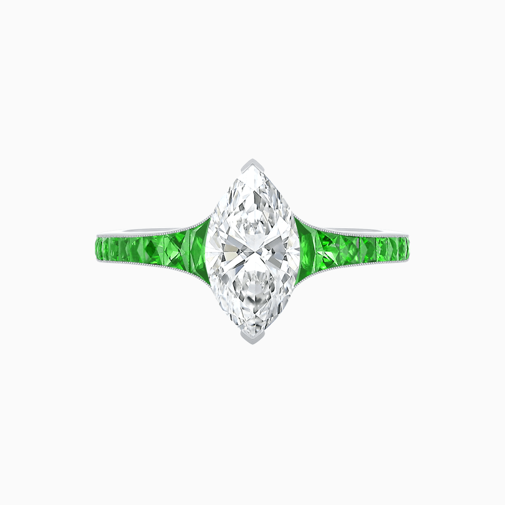 Marquise Center Mounting Engagement Ring with Accent Diamonds - Shahin Jewelry