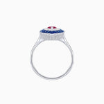 Load image into Gallery viewer, Marquise Cut Center Stone Double Halo Ring Mounting with Calibre Cut Gemstone Halo - Shahin Jewelry