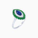 Load image into Gallery viewer, Marquise Cut Center Stone Double Halo Ring Mounting with Calibre Cut Gemstone Halo - Shahin Jewelry