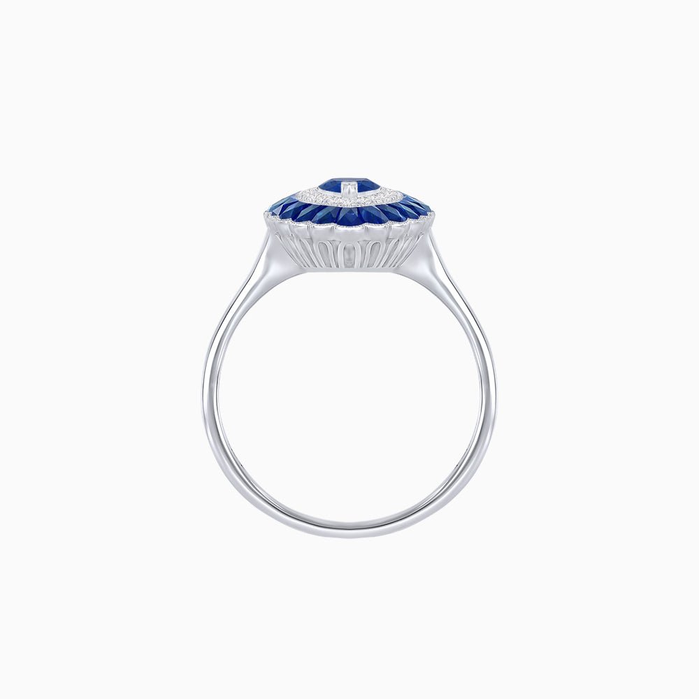 Marquise Cut Center Stone Double Halo Ring Mounting with Calibre Cut Gemstone Halo - Shahin Jewelry
