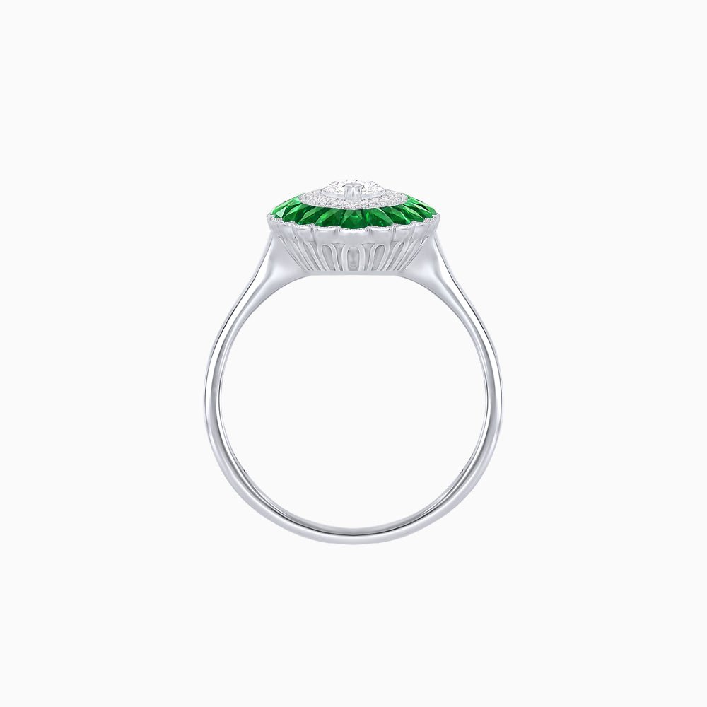 Marquise Cut Center Stone Double Halo Ring Mounting with Calibre Cut Gemstone Halo - Shahin Jewelry