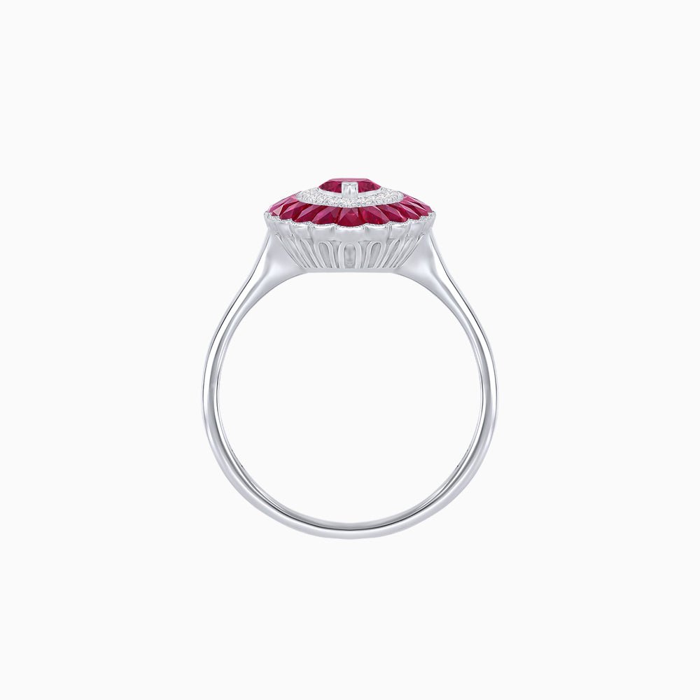 Marquise Cut Center Stone Double Halo Ring Mounting with Calibre Cut Gemstone Halo - Shahin Jewelry