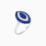Load image into Gallery viewer, Marquise Cut Center Stone Double Halo Ring Mounting with Calibre Cut Gemstone Halo - Shahin Jewelry
