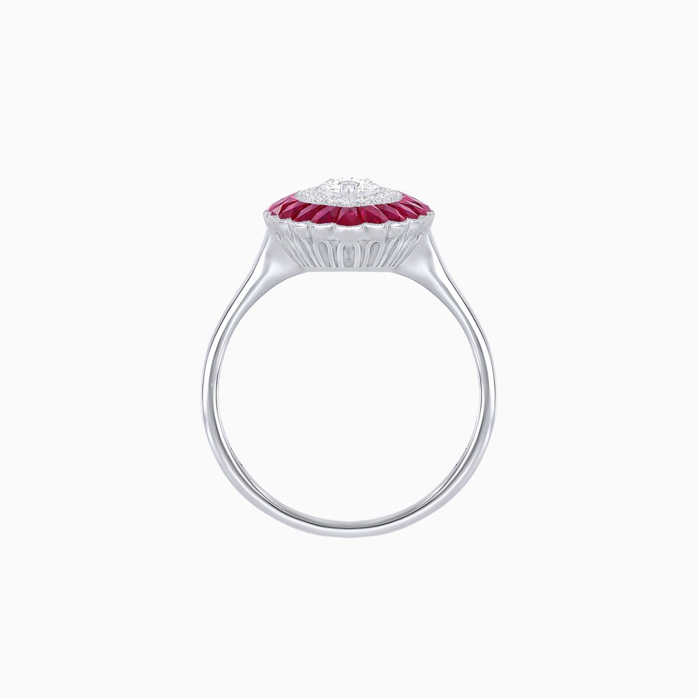 Marquise Cut Center Stone Double Halo Ring Mounting with Calibre Cut Gemstone Halo - Shahin Jewelry