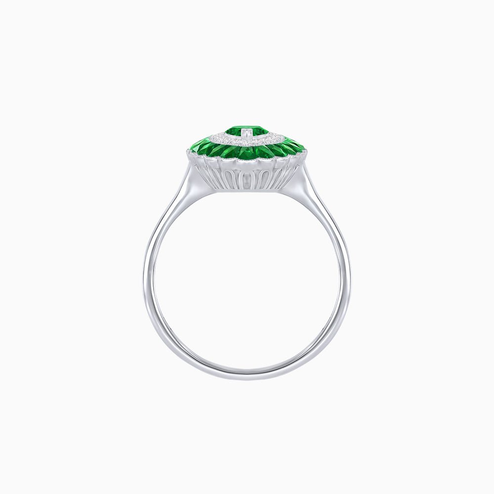 Marquise Cut Center Stone Double Halo Ring Mounting with Calibre Cut Gemstone Halo - Shahin Jewelry
