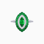 Load image into Gallery viewer, Marquise Cut Center Stone Double Halo Ring Mounting with Calibre Cut Gemstone Halo - Shahin Jewelry