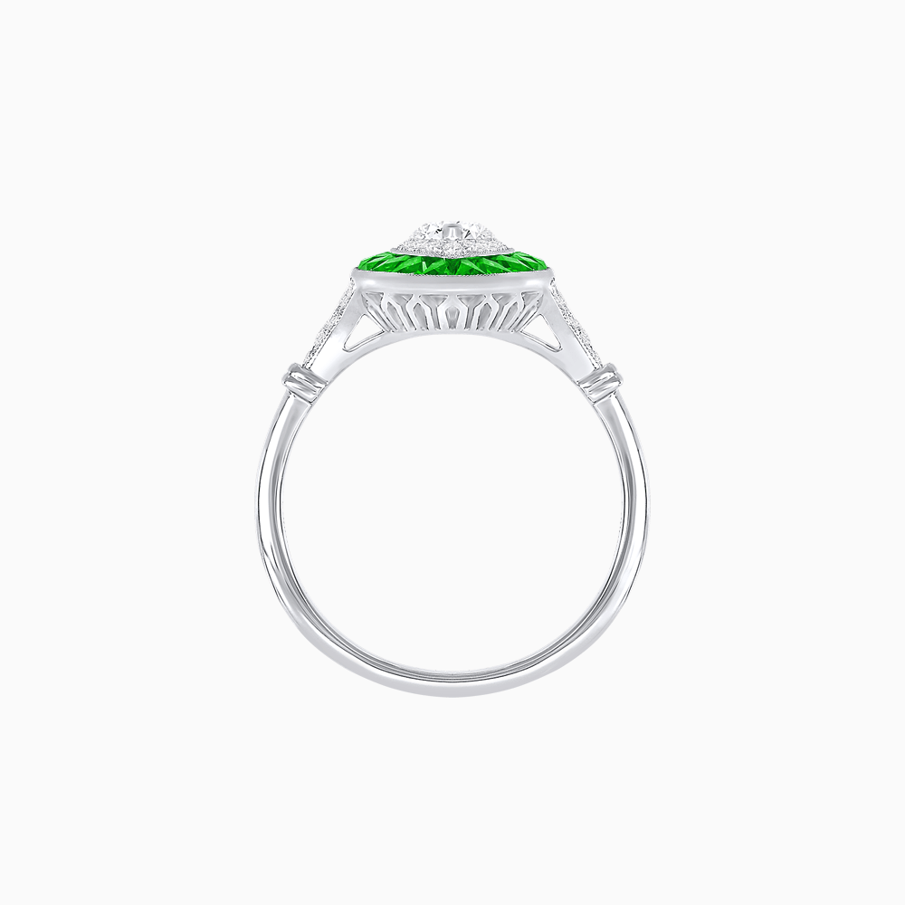 Marquise Cut Center Stone Double Halo Ring Mounting with French Cut Gemstone Accents - Shahin Jewelry