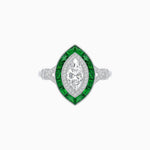 Load image into Gallery viewer, Marquise Cut Center Stone Double Halo Ring Mounting with French Cut Gemstone Accents - Shahin Jewelry