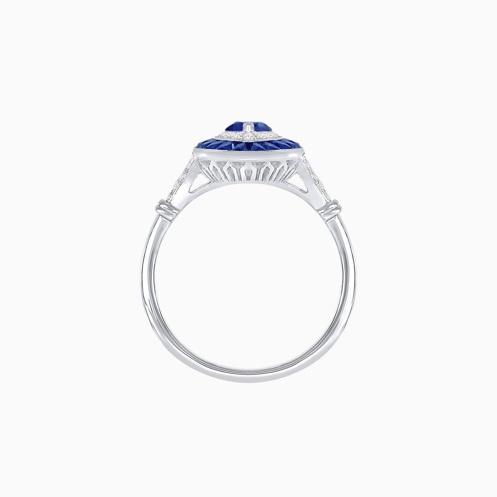 Marquise Cut Center Stone Double Halo Ring Mounting with French Cut Gemstone Accents - Shahin Jewelry