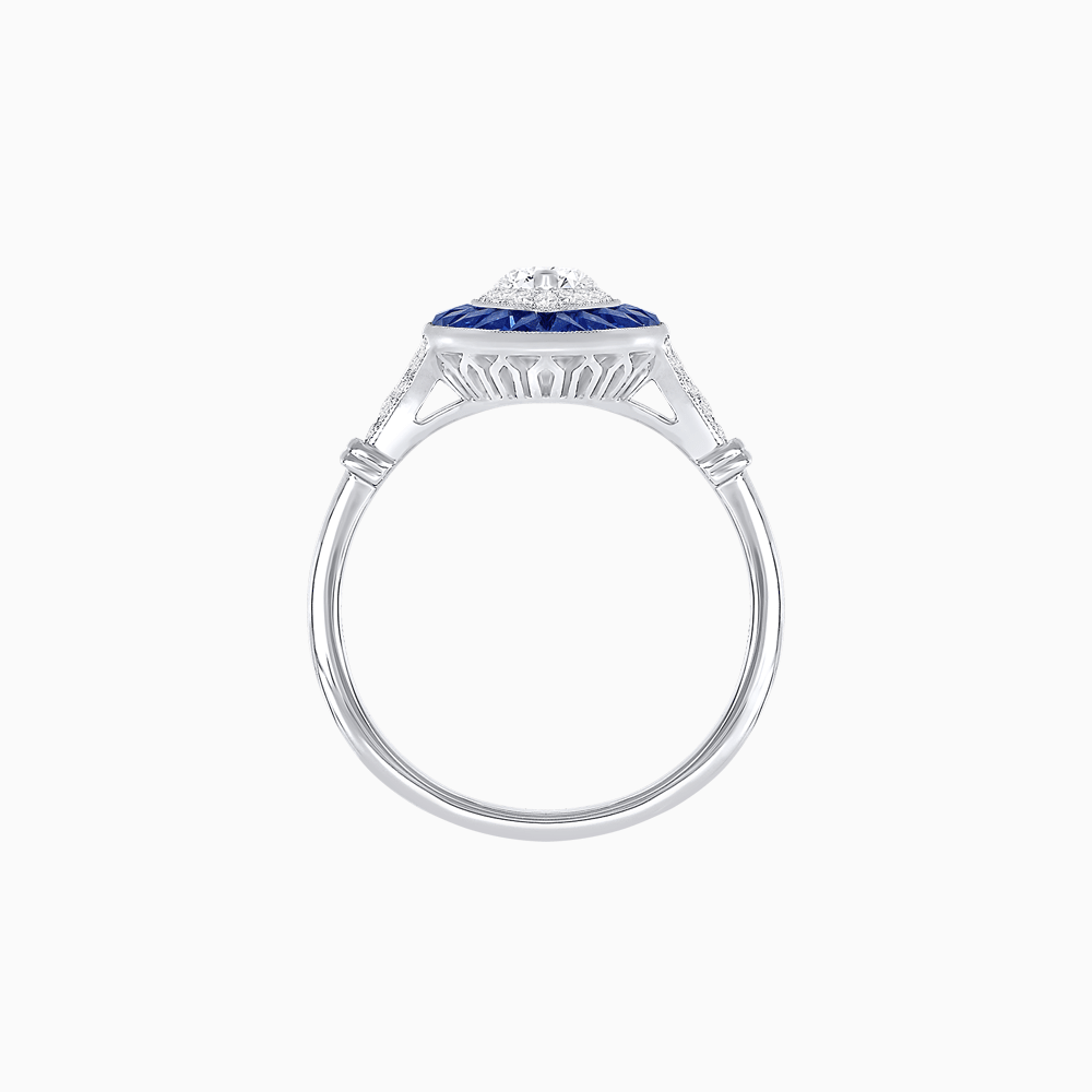 Marquise Cut Center Stone Double Halo Ring Mounting with French Cut Gemstone Accents - Shahin Jewelry