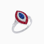 Load image into Gallery viewer, Marquise Cut Center Stone Double Halo Ring Mounting with French Cut Gemstone Accents - Shahin Jewelry