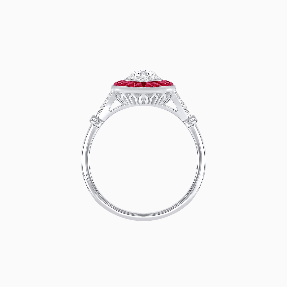 Marquise Cut Center Stone Double Halo Ring Mounting with French Cut Gemstone Accents - Shahin Jewelry