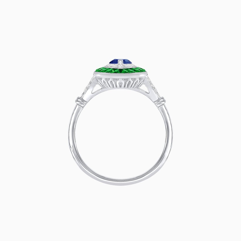 Marquise Cut Center Stone Double Halo Ring Mounting with French Cut Gemstone Accents - Shahin Jewelry