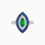 Load image into Gallery viewer, Marquise Cut Center Stone Double Halo Ring Mounting with French Cut Gemstone Accents - Shahin Jewelry
