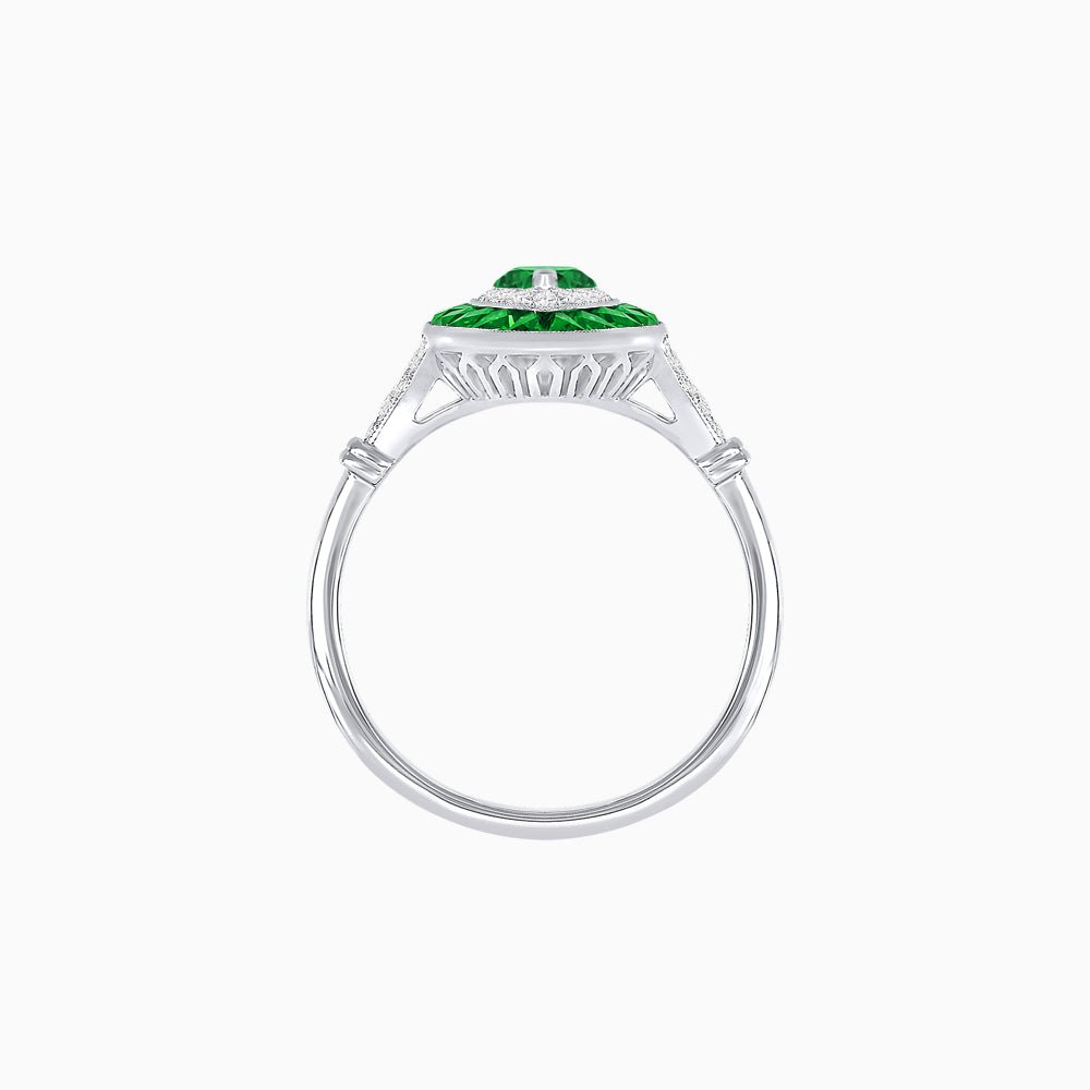 Marquise Cut Center Stone Double Halo Ring Mounting with French Cut Gemstone Accents - Shahin Jewelry