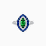 Load image into Gallery viewer, Marquise Cut Center Stone Double Halo Ring Mounting with French Cut Gemstone Accents - Shahin Jewelry