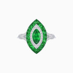 Load image into Gallery viewer, Marquise Cut Center Stone Double Halo Ring Mounting with French Cut Gemstone Accents - Shahin Jewelry