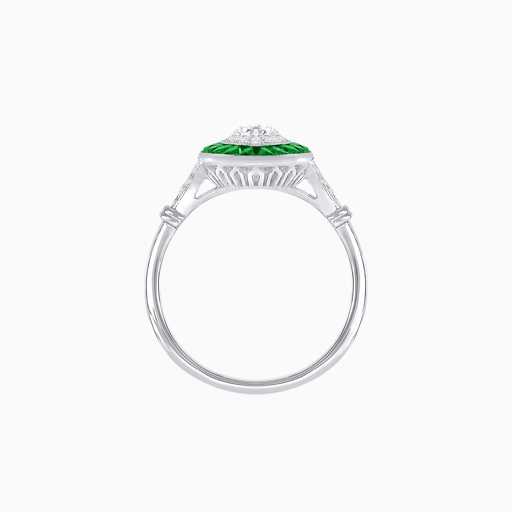 Marquise Cut Center Stone Double Halo Ring Mounting with French Cut Gemstone Accents - Shahin Jewelry