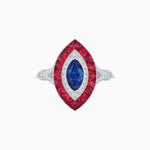Load image into Gallery viewer, Marquise Cut Center Stone Double Halo Ring Mounting with French Cut Gemstone Accents - Shahin Jewelry