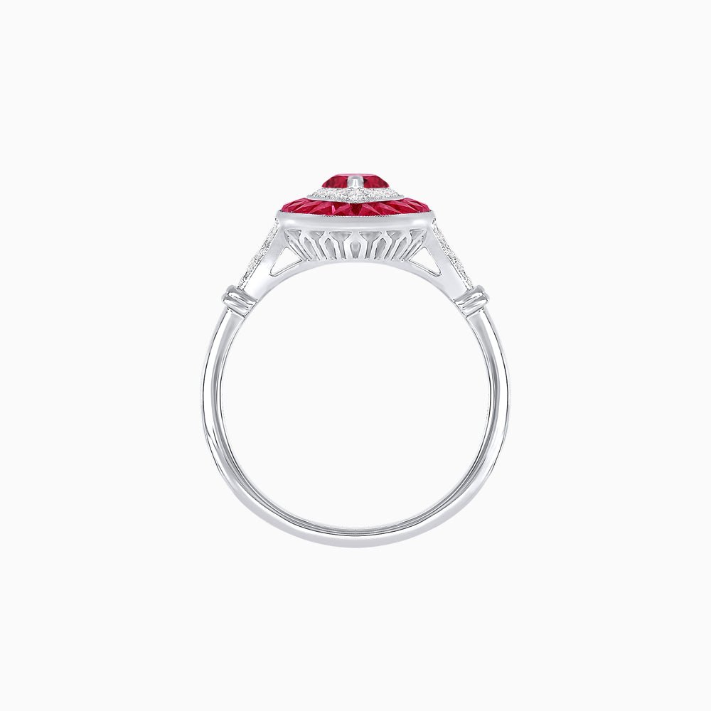 Marquise Cut Center Stone Double Halo Ring Mounting with French Cut Gemstone Accents - Shahin Jewelry