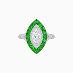 Load image into Gallery viewer, Marquise Cut Center Stone Double Halo Ring Mounting with French Cut Gemstone Accents - Shahin Jewelry