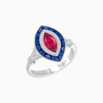 Load image into Gallery viewer, Marquise Cut Center Stone Double Halo Ring Mounting with French Cut Gemstone Accents - Shahin Jewelry