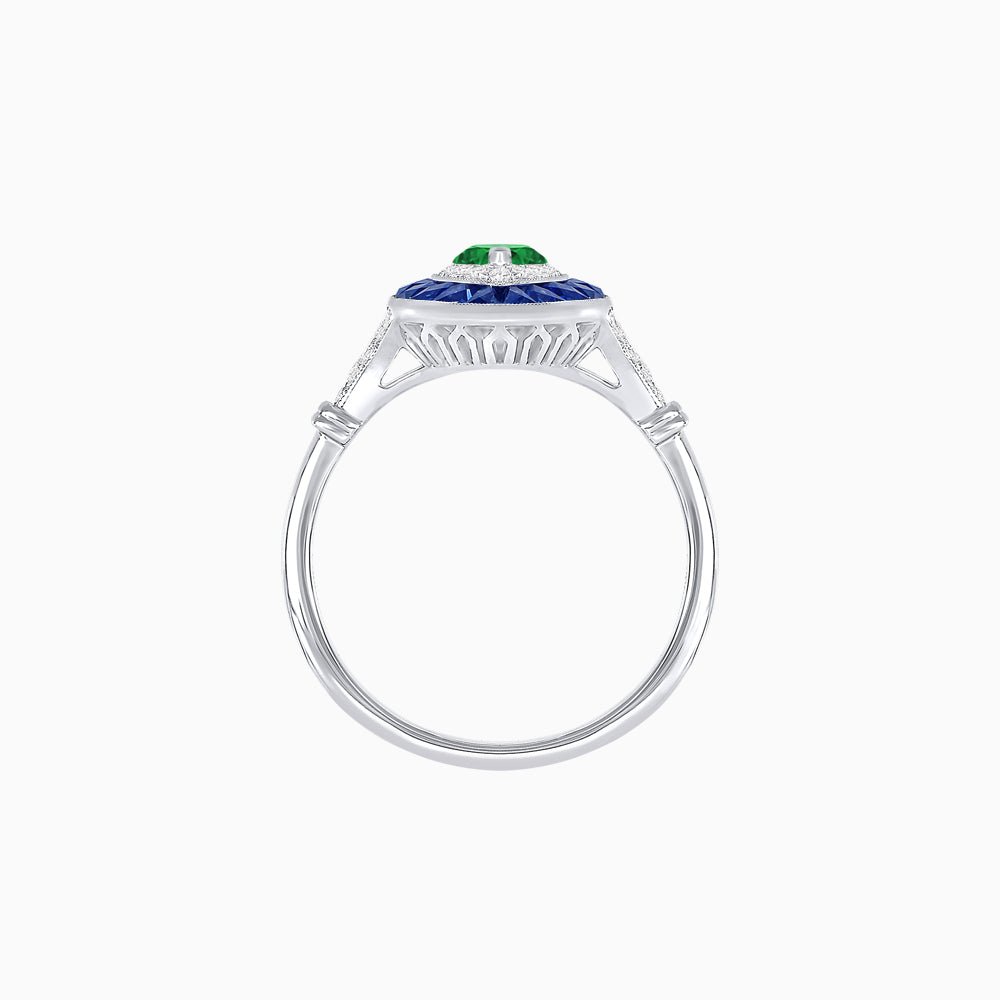 Marquise Cut Center Stone Double Halo Ring Mounting with French Cut Gemstone Accents - Shahin Jewelry