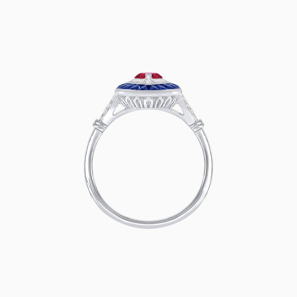 Marquise Cut Center Stone Double Halo Ring Mounting with French Cut Gemstone Accents - Shahin Jewelry