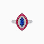 Load image into Gallery viewer, Marquise Cut Center Stone Double Halo Ring Mounting with French Cut Gemstone Accents - Shahin Jewelry
