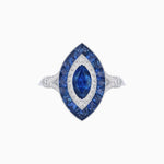Load image into Gallery viewer, Marquise Cut Center Stone Double Halo Ring Mounting with French Cut Gemstone Accents - Shahin Jewelry