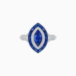 Load image into Gallery viewer, Marquise Cut Center Stone Double Halo Ring Mounting with French Cut Gemstone Accents - Shahin Jewelry