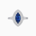 Load image into Gallery viewer, Marquise Cut Ring with Double Diamond Halo and Diamond-Accented Shoulders - Shahin Jewelry